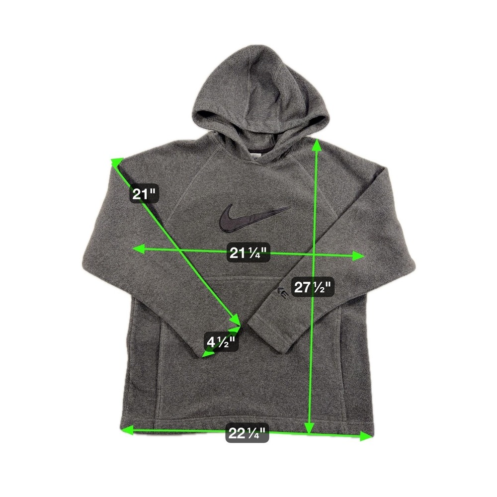 Nike Hoodie Youth Large 12-14 Gray Fleece Pullover Swoosh‎ Logo Sweatshirt - Picture 3 of 5